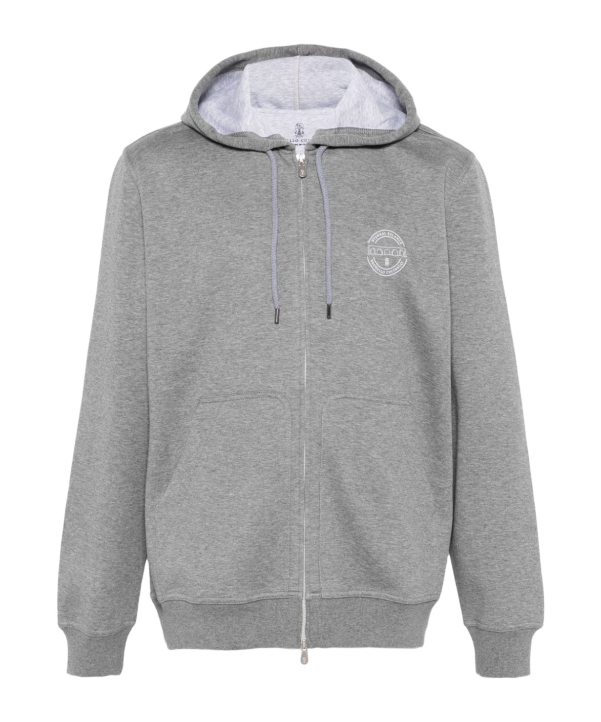 Brunello Cucinelli Logo-print Hoodie In Gray
