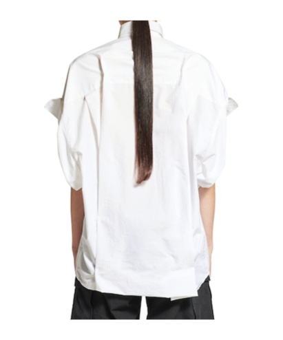 Balenciaga Pocketed Short Sleeve Shirt With Curved Hem In White