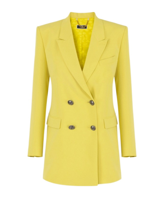Elisabetta Franchi Acid Green Polyester Blazer In Yellow