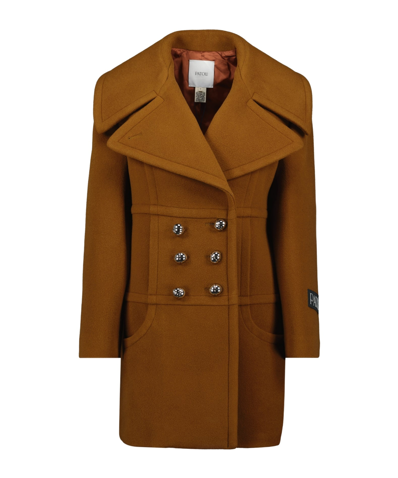 Patou Double-breasted Buttoned Coat In Brown