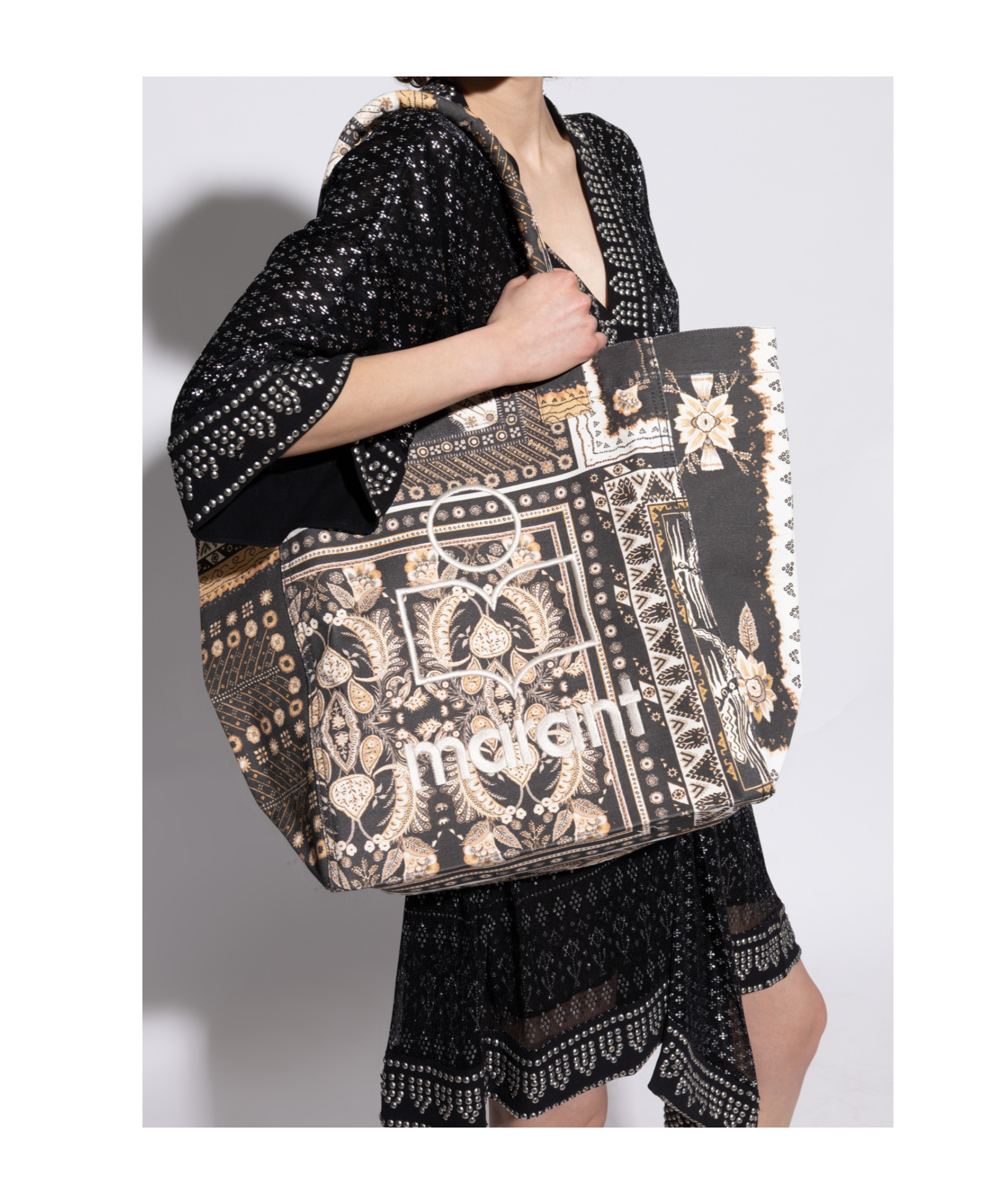 Shop Isabel Marant Yenky Logo Embroidered Shopping Bag In Nude
