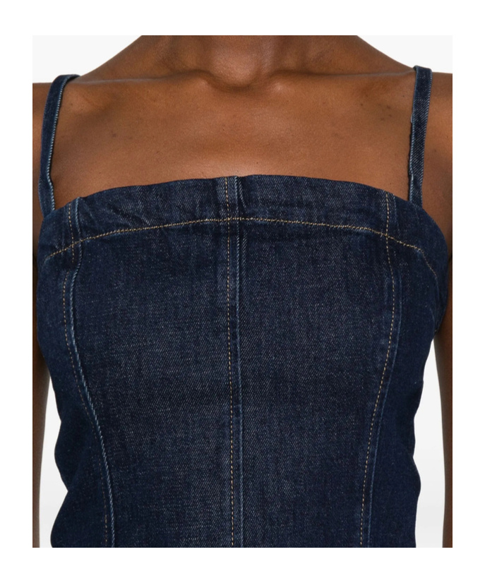 Pinko Spaghetti-strap Denim Tank-top In Blue