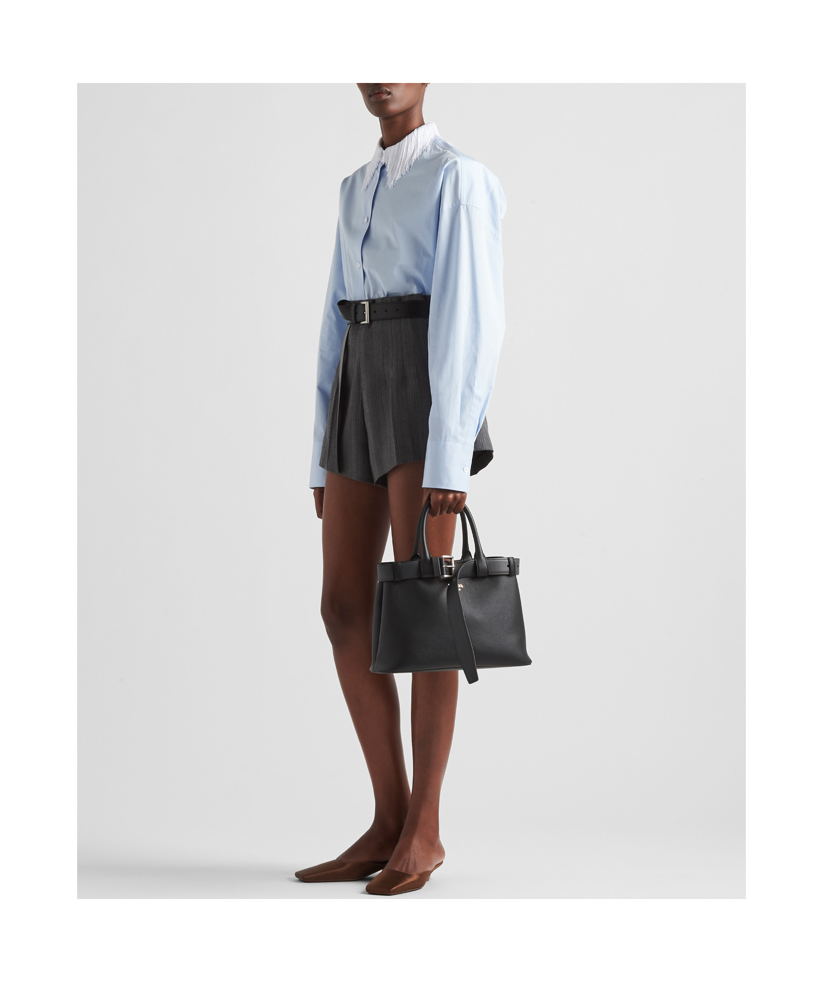 Prada Medium Leather Top Handle Bag In Black