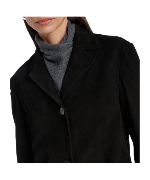 Nour Hammour Solid Suede Blazer In Black