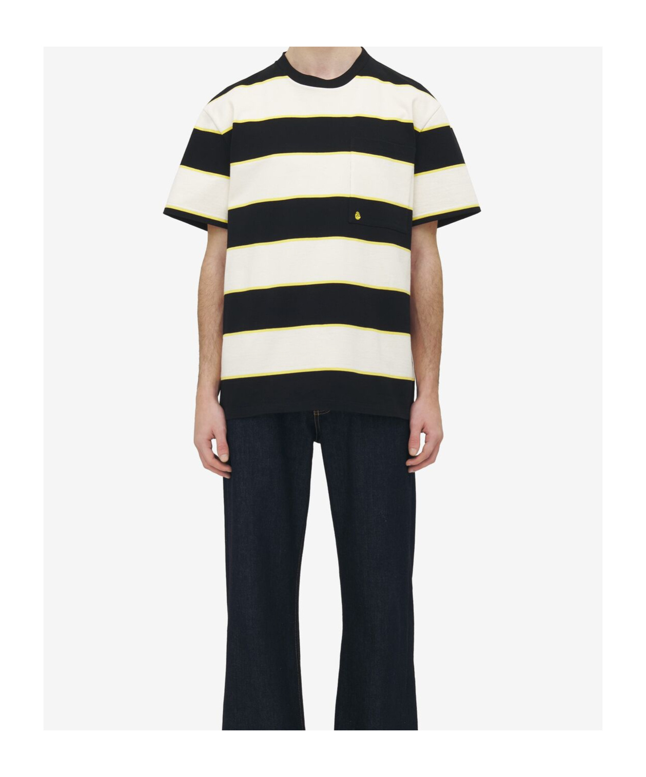Alexander Mcqueen Inverted Skull Striped T-shirt In Black