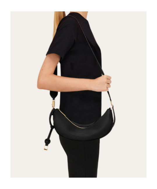 Shop Ferragamo Zippered Shoulder Bag In Black
