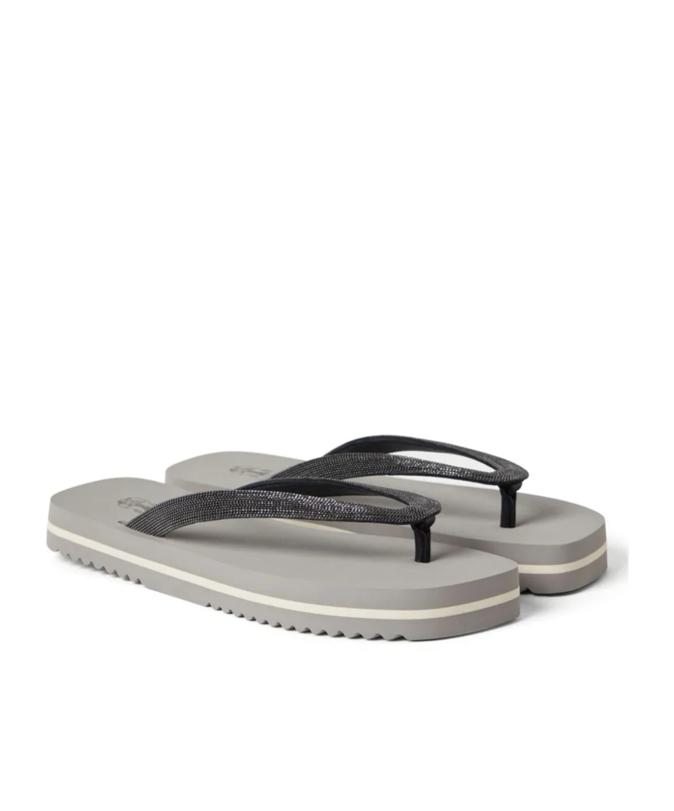 Brunello Cucinelli Infradito Con Decorazione Monili In Gray