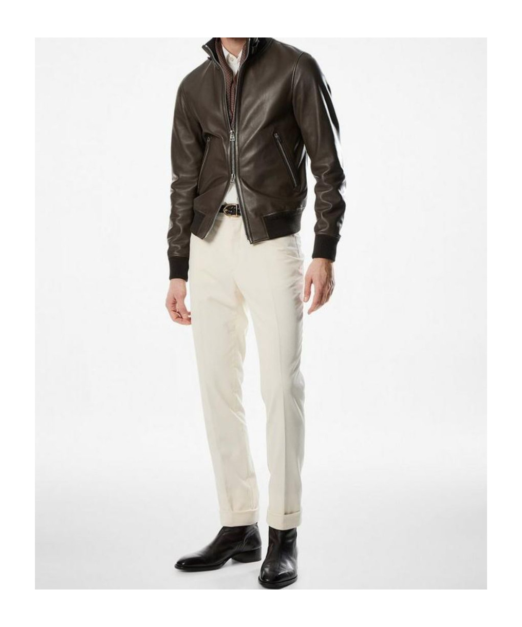 Tom Ford Leather Jacket In Brown