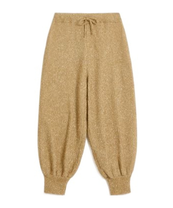 Shop Valentino Lurex Knit Trousers In Golden