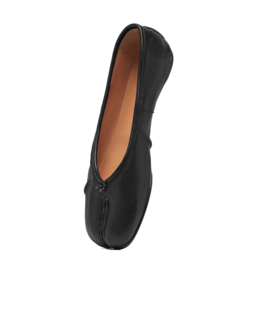 Maison Margiela Tabi Leather Split-toe Ballerina Flats In Black