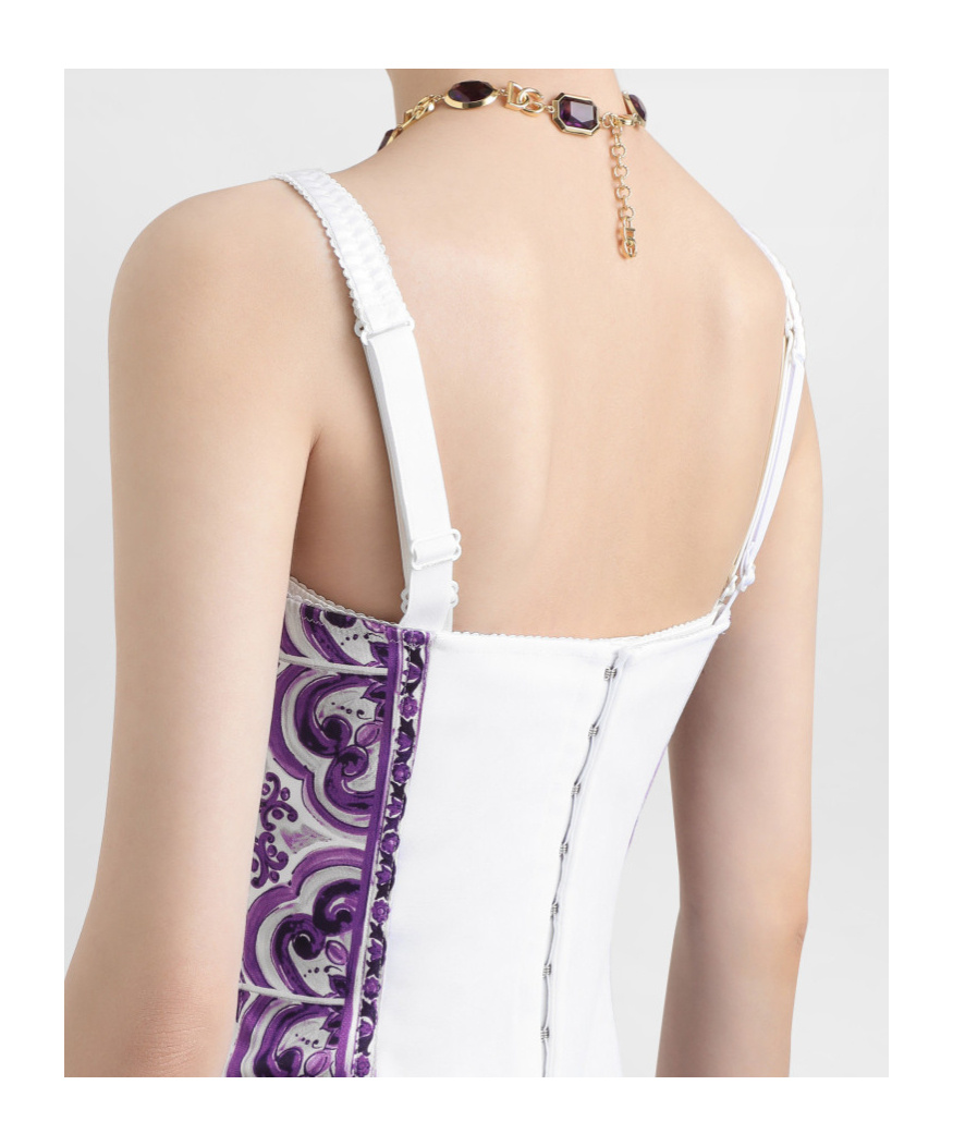 Dolce & Gabbana Majolica-print Midi Dress In Purple