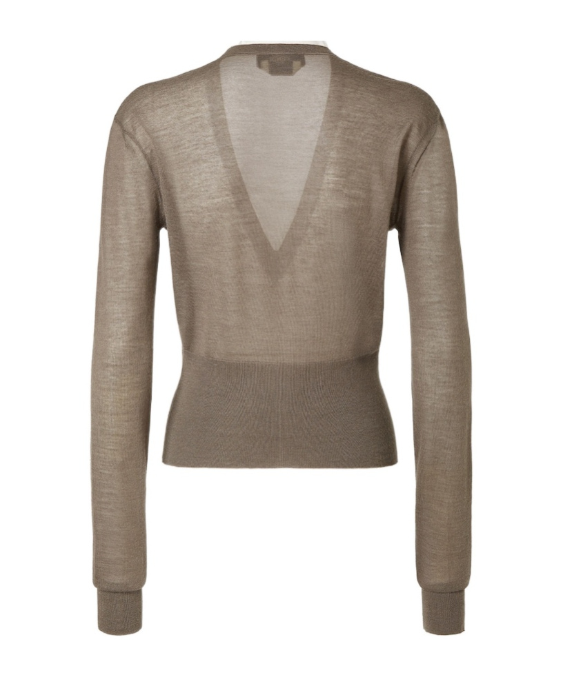 Fendi Cashmere Blend Sweater Featuring Contrast Trim In Gray