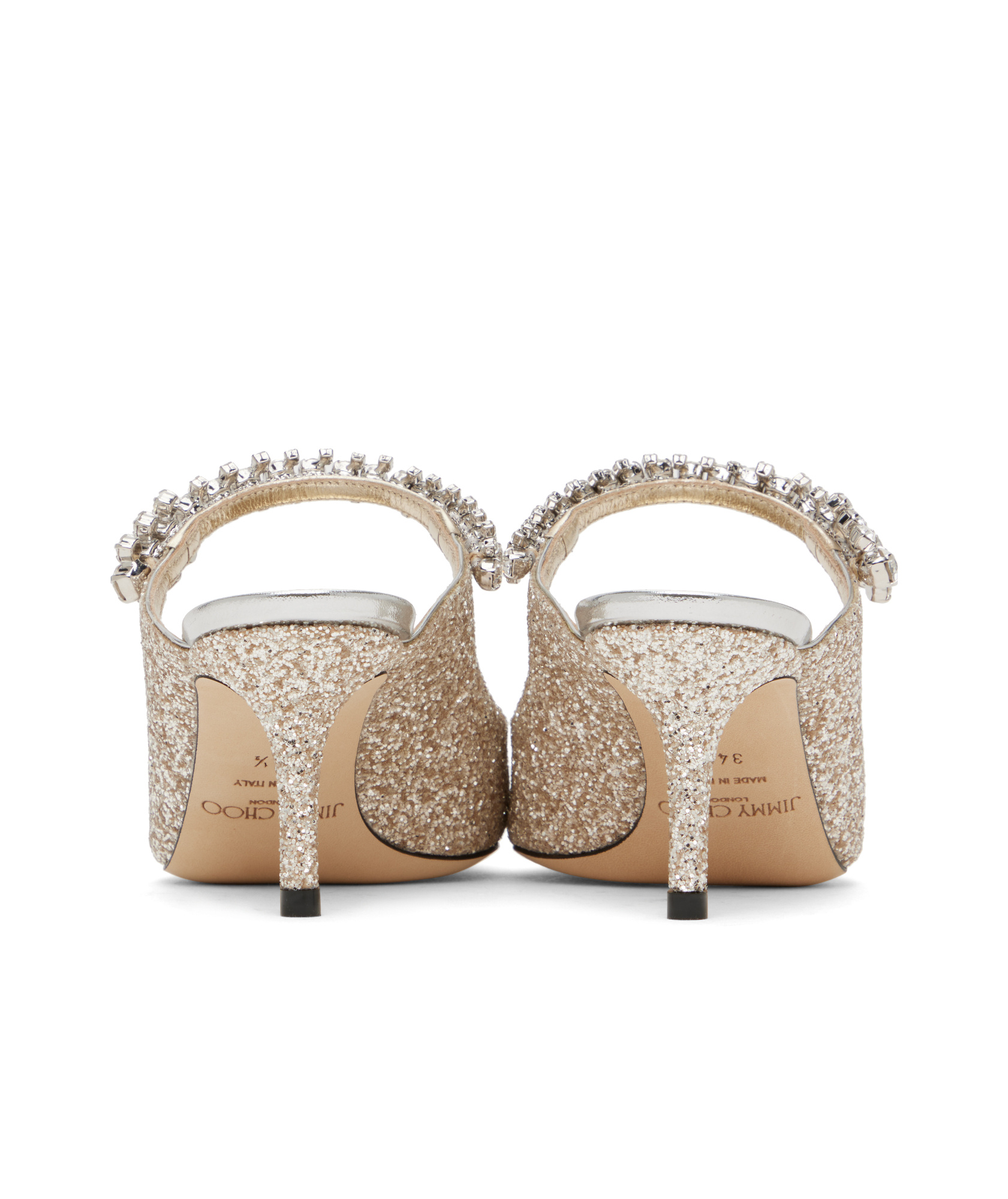 Jimmy Choo Gold Bing 65 Mules In Nude