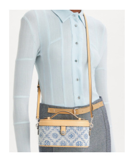 TORY BURCH T MONOGRAM DENIM COSMETIC BAG