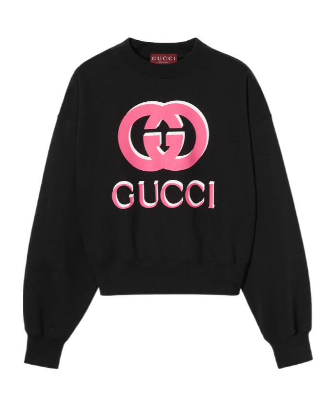 Gucci Women's Logo Detail Cotton Sweatshirt In Black