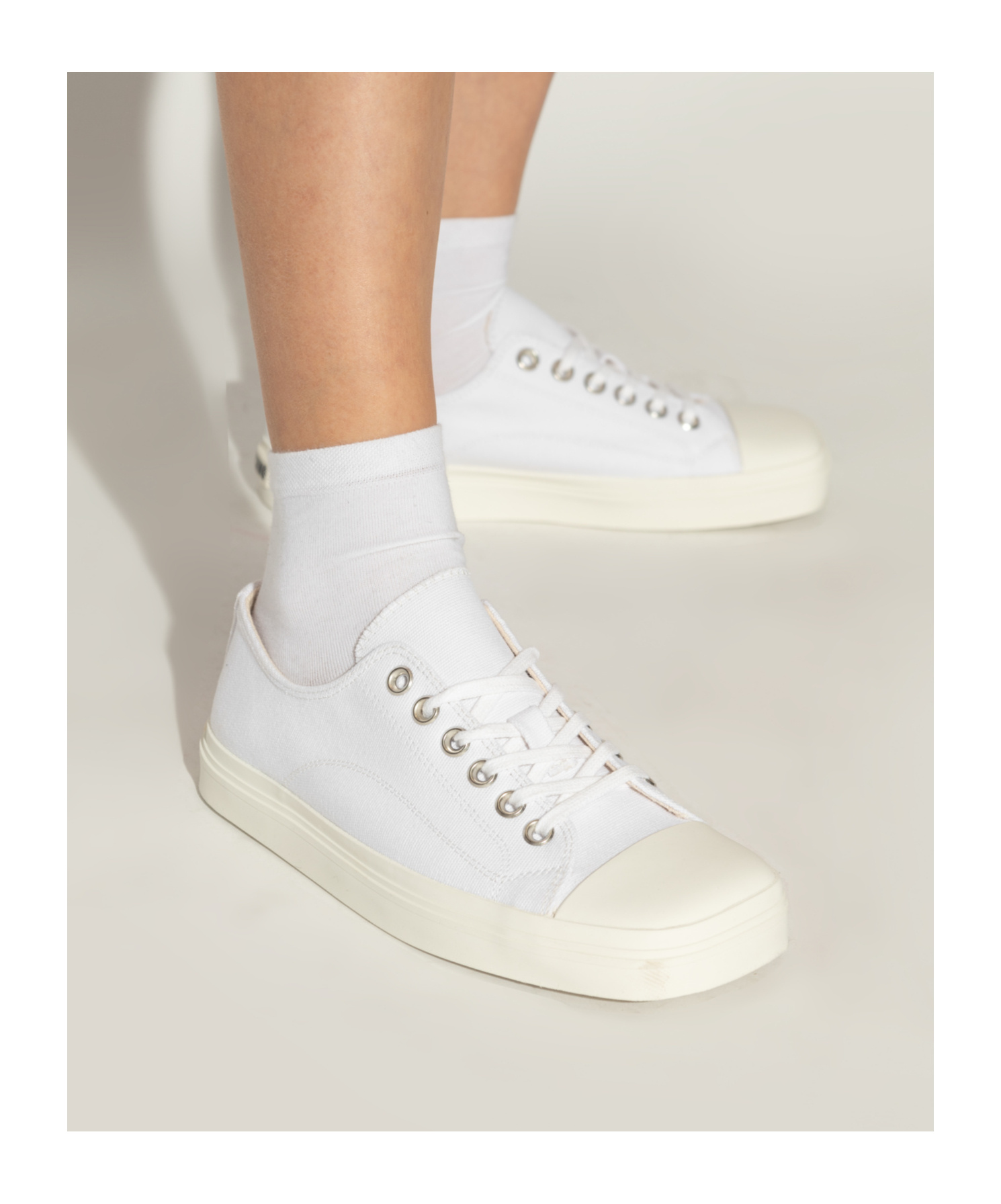 Moschino Square-toe Canvas Sneakers In White