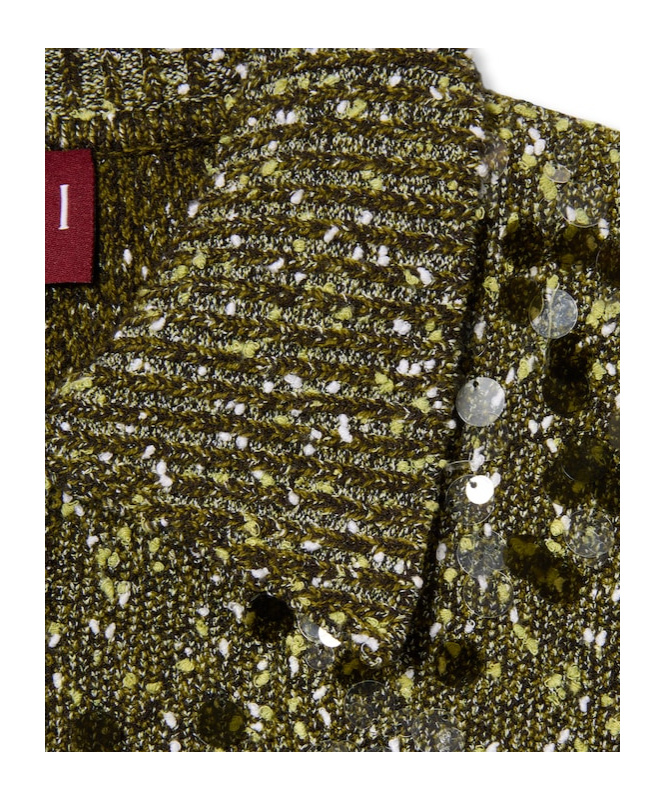 Gucci Tweed Blended Polo Shirt In Green