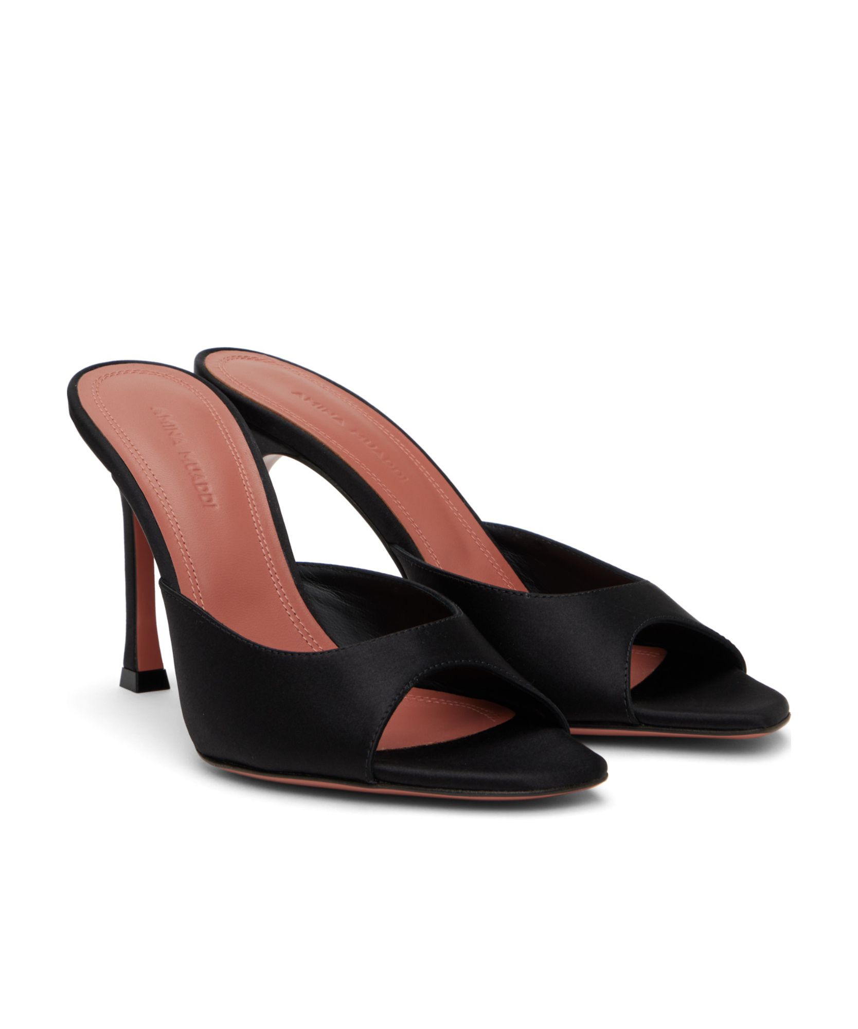 Shop Amina Muaddi Round-headed High-heeled Sandals In Black