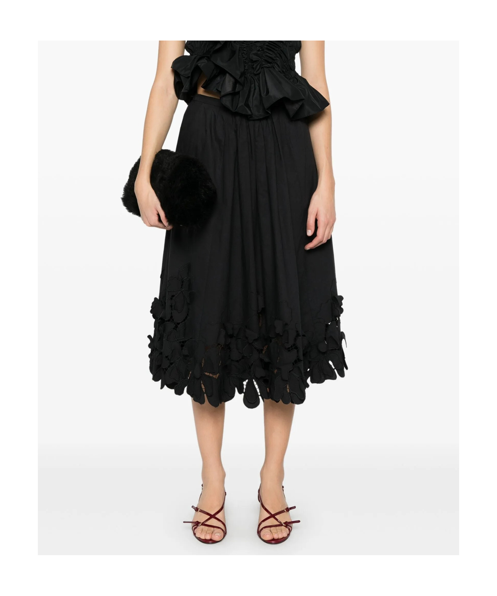 Shop Forte Forte Floral-appliqué Midi Skirt