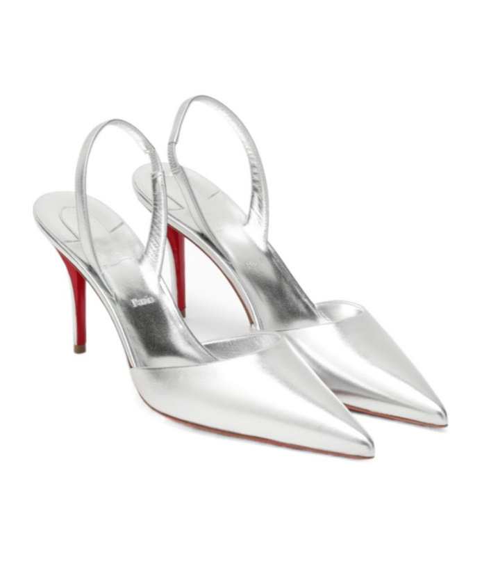 Christian Louboutin Stiletto Heel Pointed Toe Leather Pumps In White