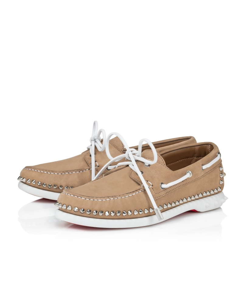 Christian Louboutin Gerockel Leather Loafers In Nude