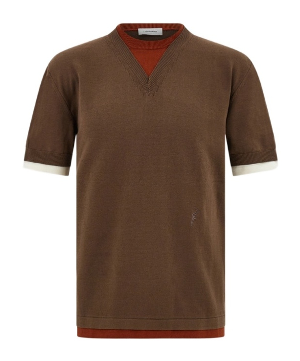 Ferragamo Layered Knitted T-shirt In Brown