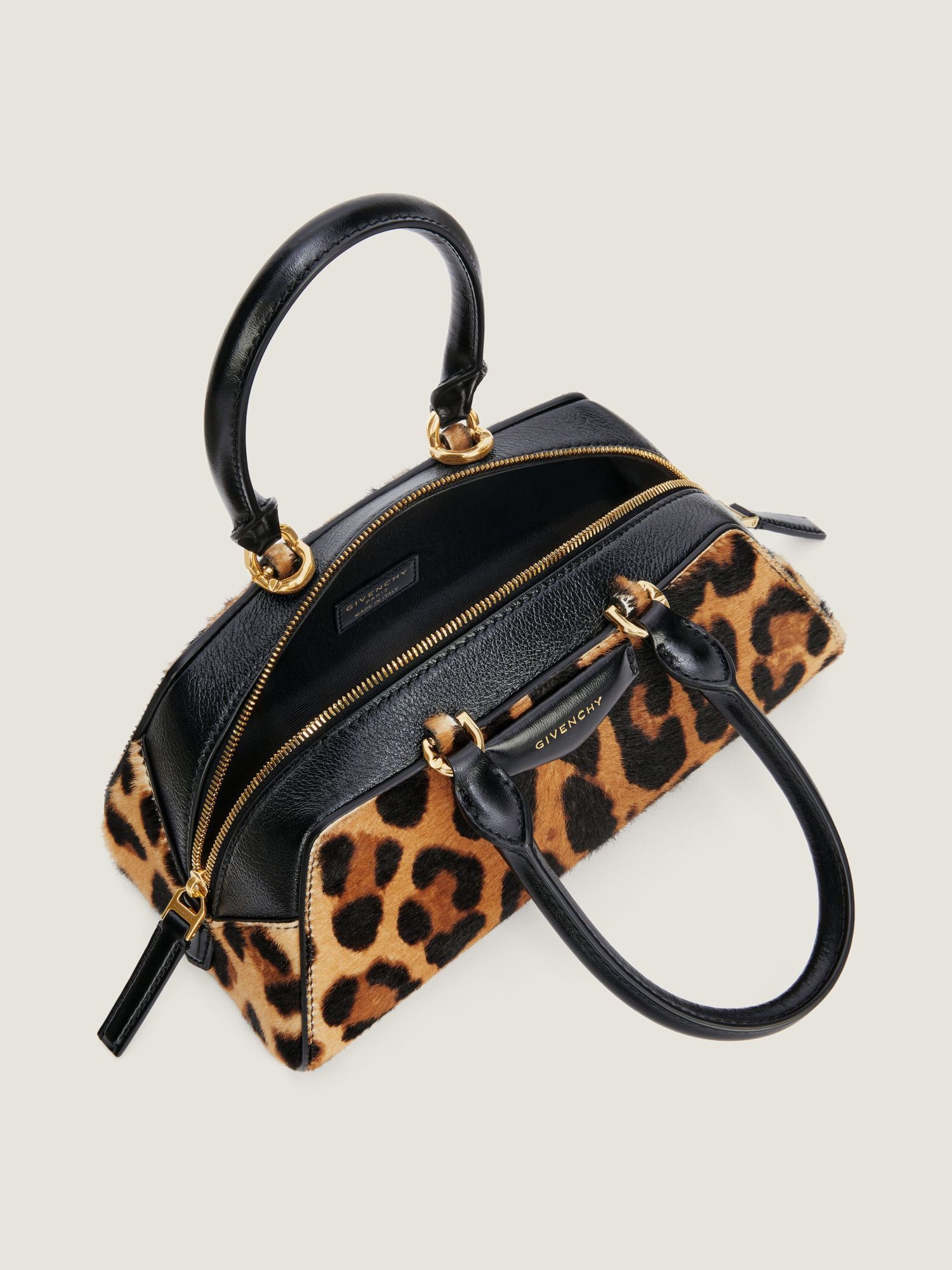 Givenchy Mini Antigona East-west Bag In Leather With Leopard Print In Multi