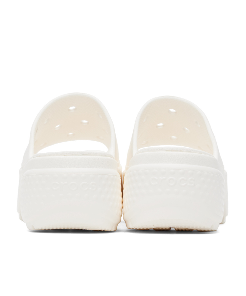 Crocs Logo Embossed Slippers In White