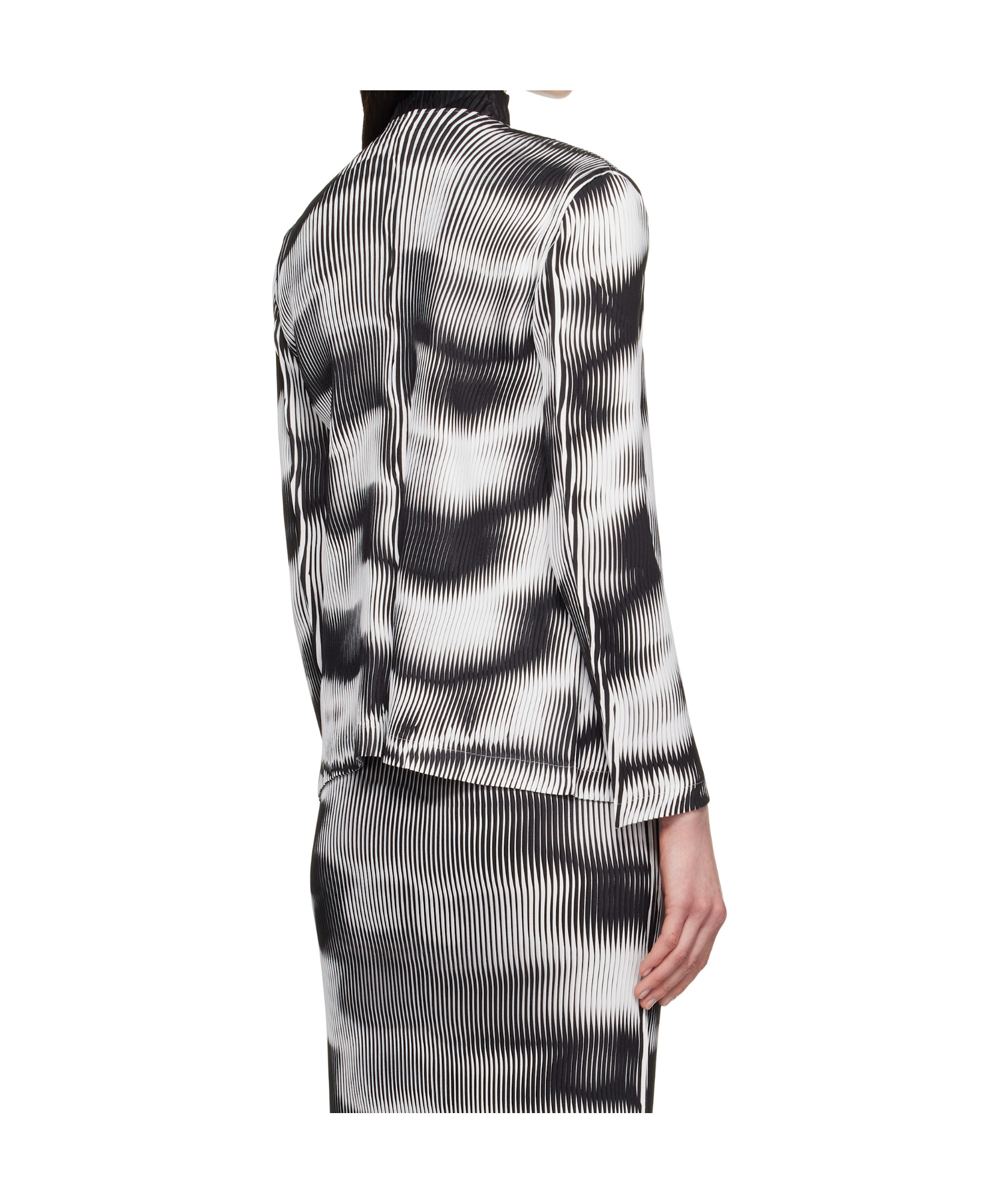 Issey Miyake Sway Pleats Printed Cardigan In Black