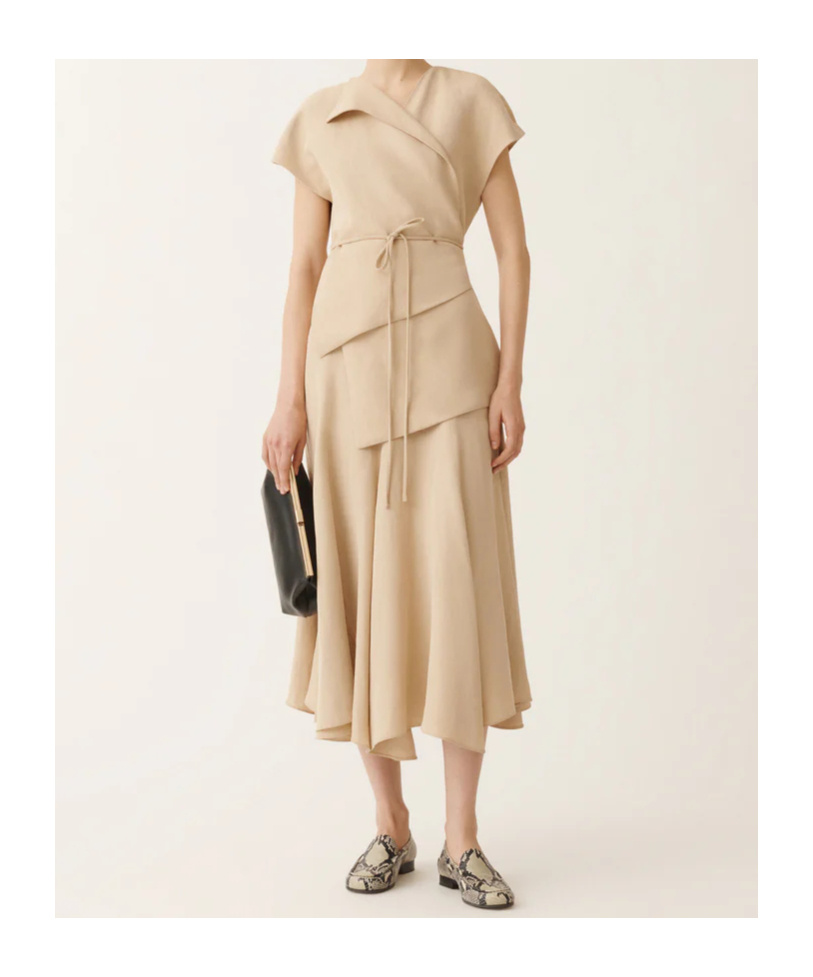 Fabiana Filippi Viscose Linen Flared Skirt In Sabbia In Brown