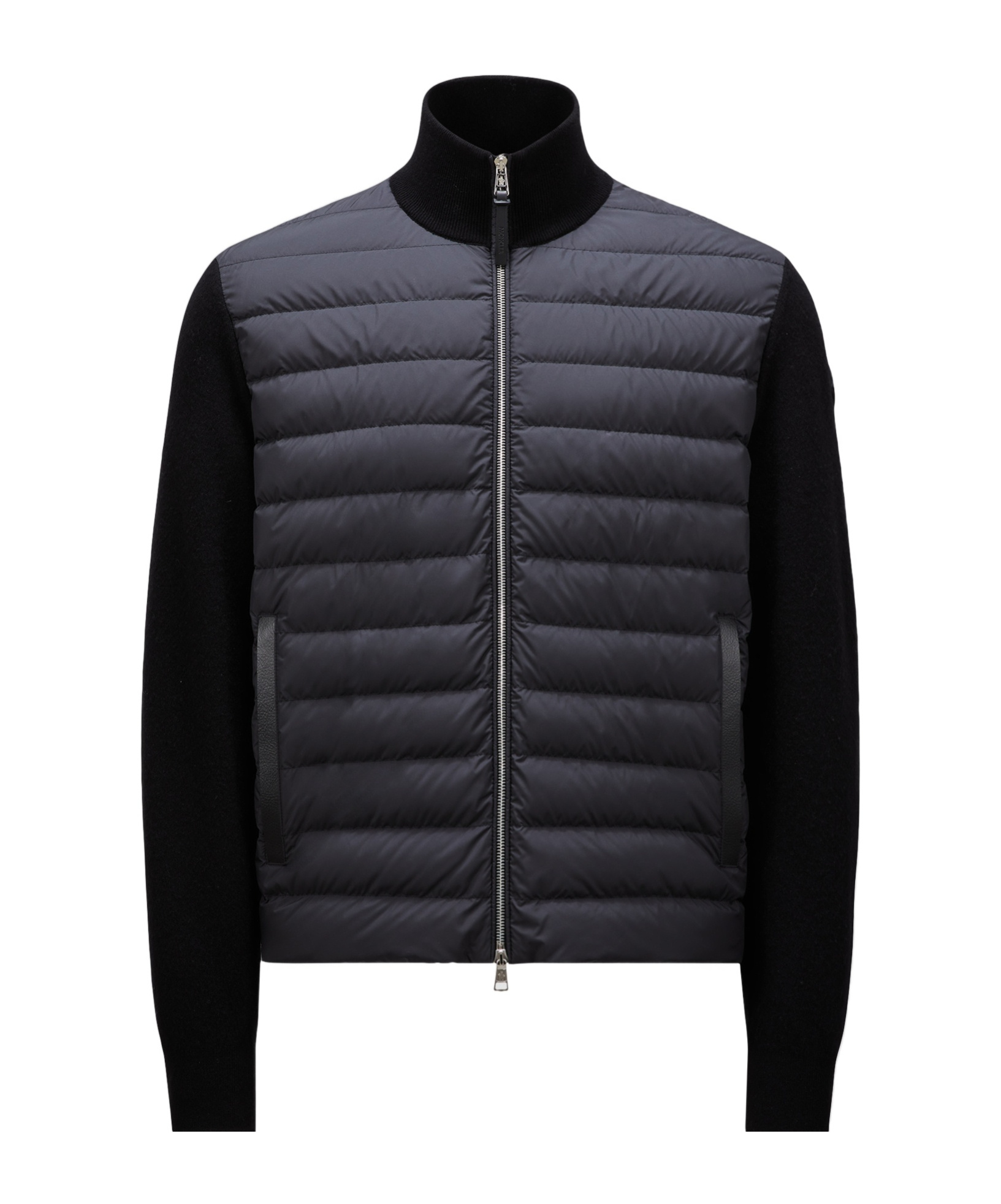 Moncler Padded Wool & Cashmere Zip-up Cardigan Black In Black