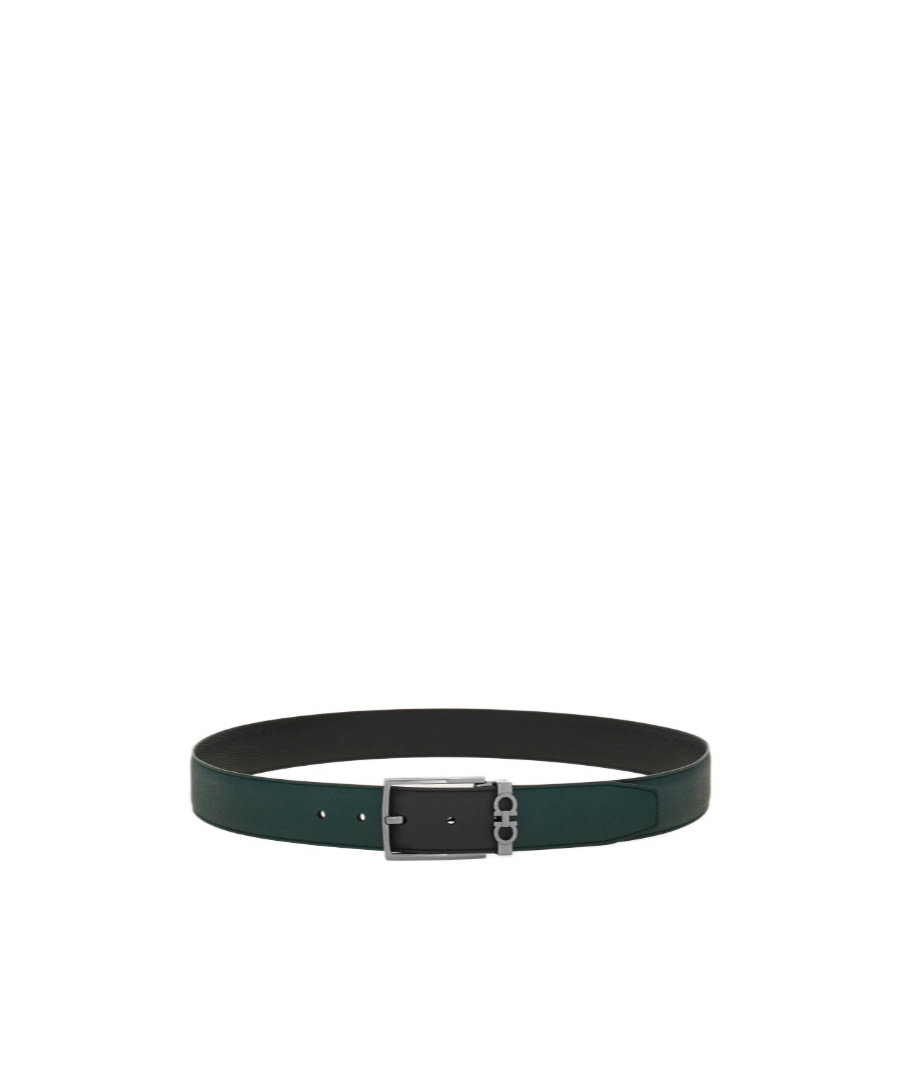 Ferragamo Gancini Reversible Adjustable Belt In Green