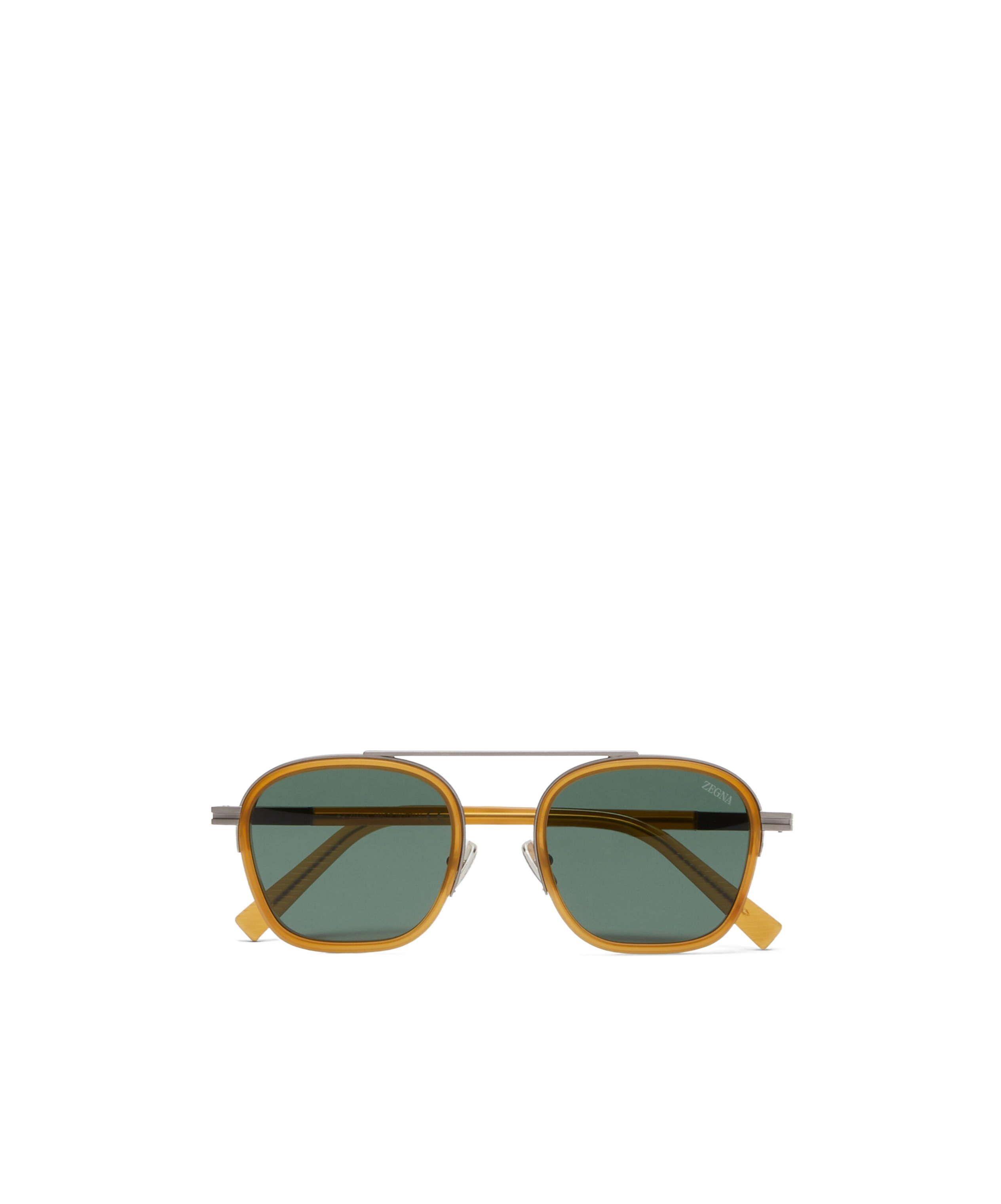 Zegna Dark Yellow Orizzonte I Acetate And Metal Sunglasses In Green