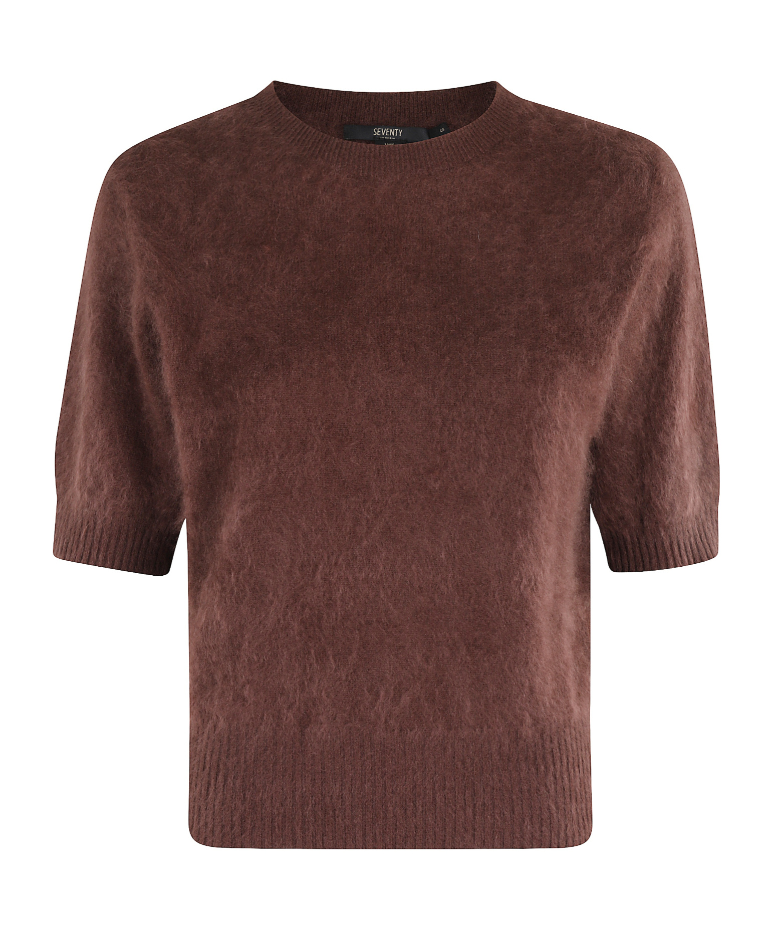 Seventy Bordeaux Cashmere Sweater With Crew Neck And Short Sleeves In Brown