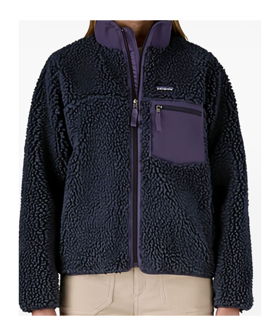Patagonia Casual Fleece Texture Jacket With High Collar In Blue