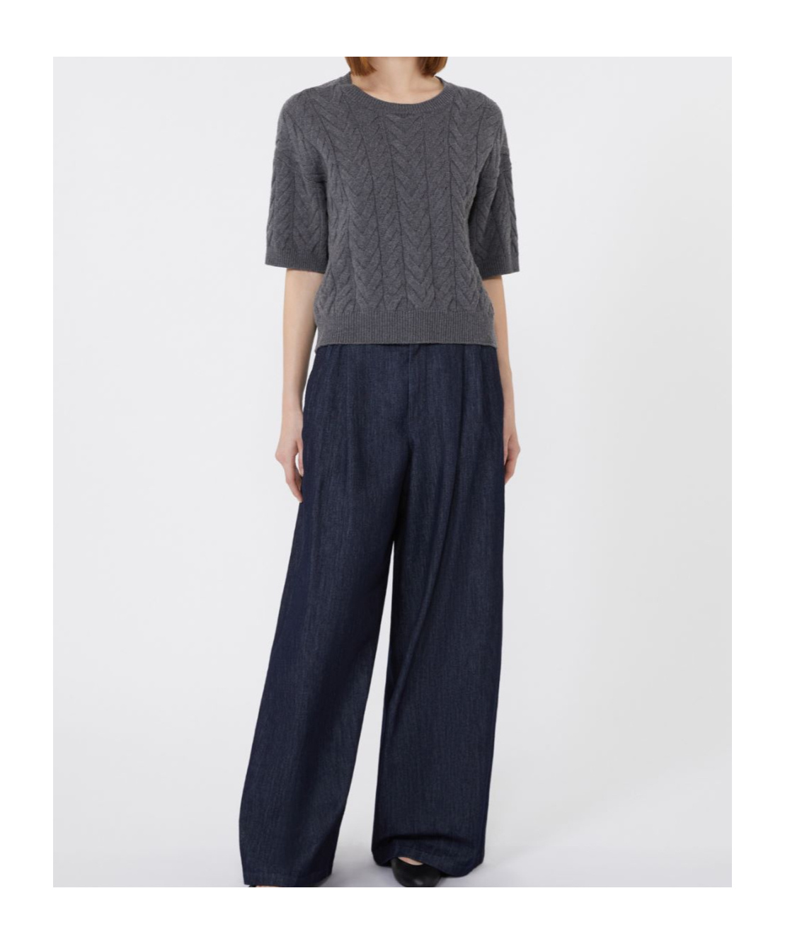 Max Mara Grey Crewneck Wool Pullover In Gray