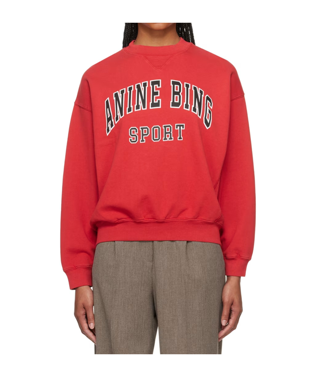 Shop Anine Bing Jaci Organic-cotton Sweatshirt In Red