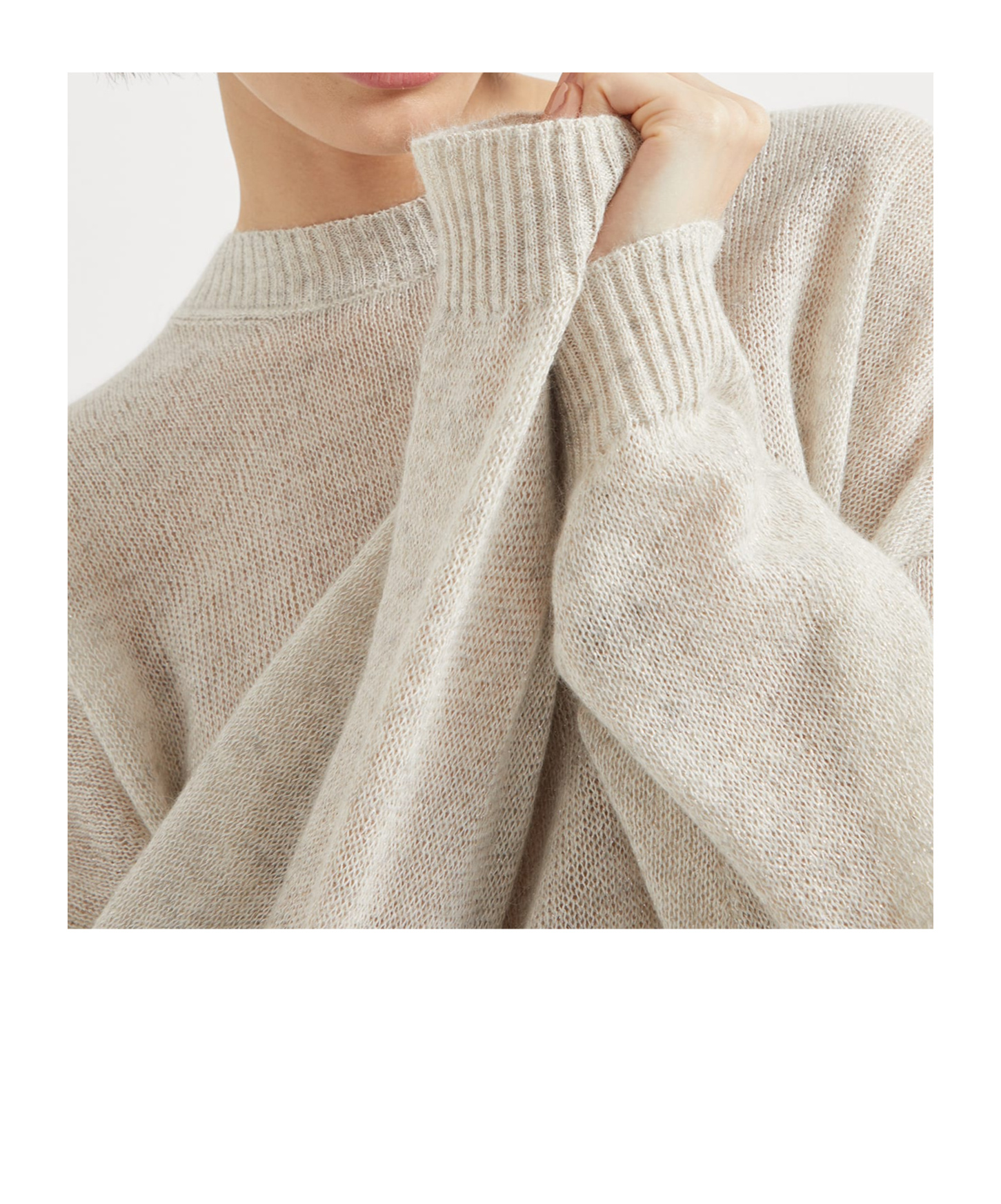 Brunello Cucinelli Round-neck And Long-sleeved Sweater In White
