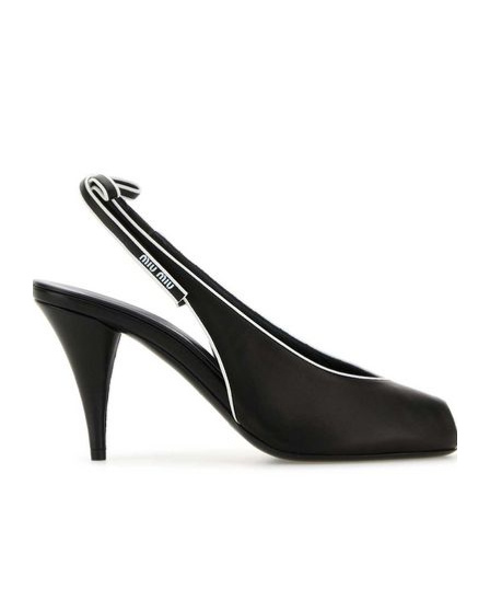 Miu Miu Nappa Leather Sandals Contrast Trim Peep Toe