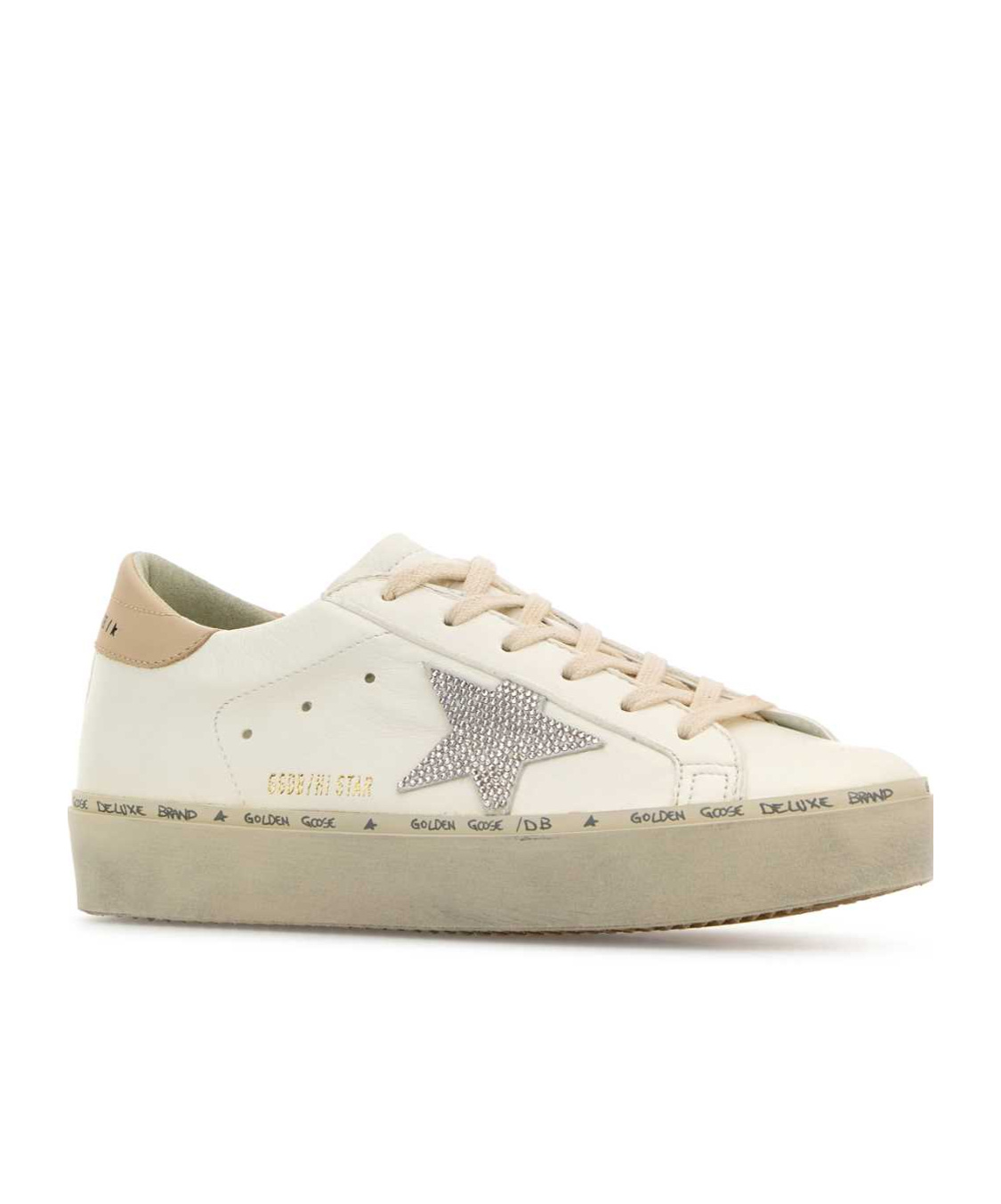 Golden Goose White Leather Hi Star Sneakers In White