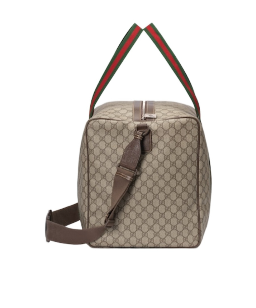 Gucci Large Duffle Bag With Web In Nude