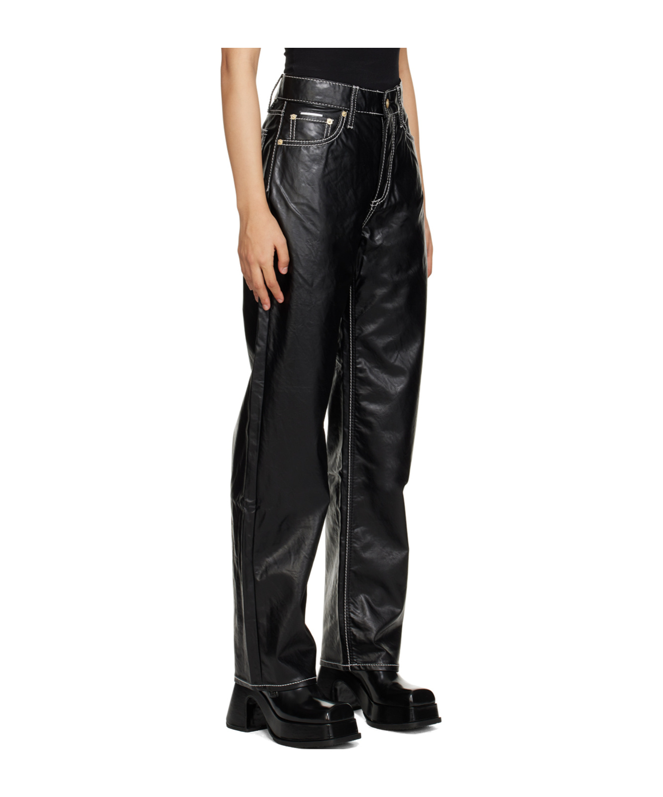 Eytys Black Benz Faux-leather Jeans In Black