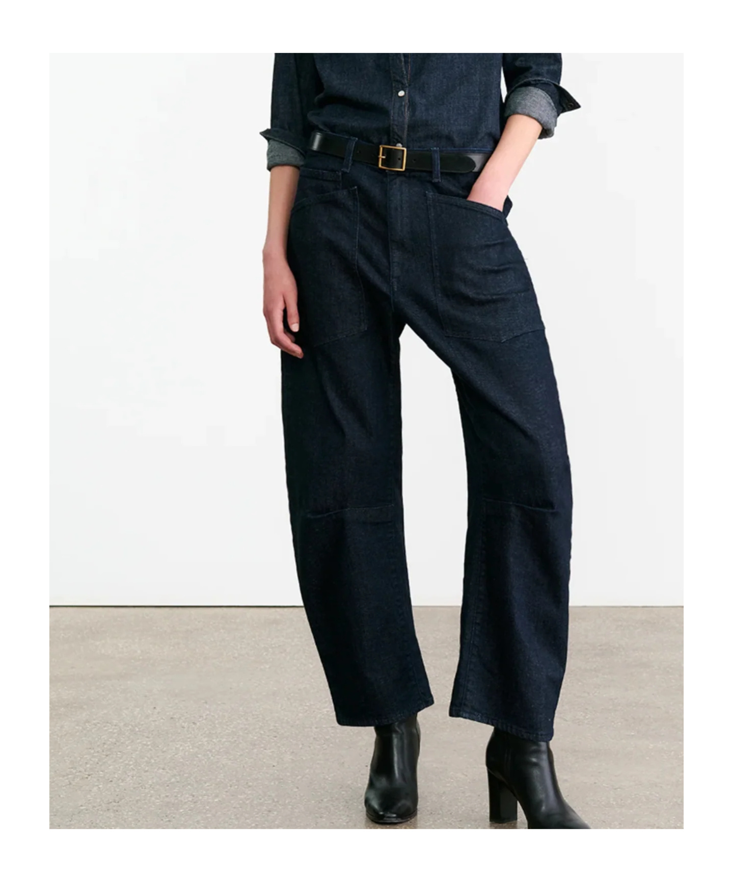 Nili Lotan Denim Trousers With Belt Loops In Black