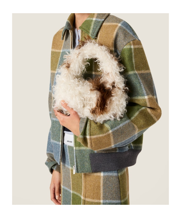Miu Miu Wander Mohair Bag In Neutral