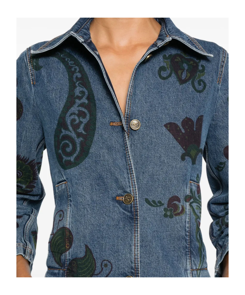 Etro Women Floral Paisley Coat In Blue