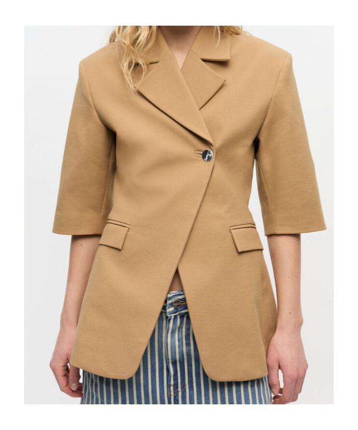Ganni Stretch-cotton Single-button Blazer