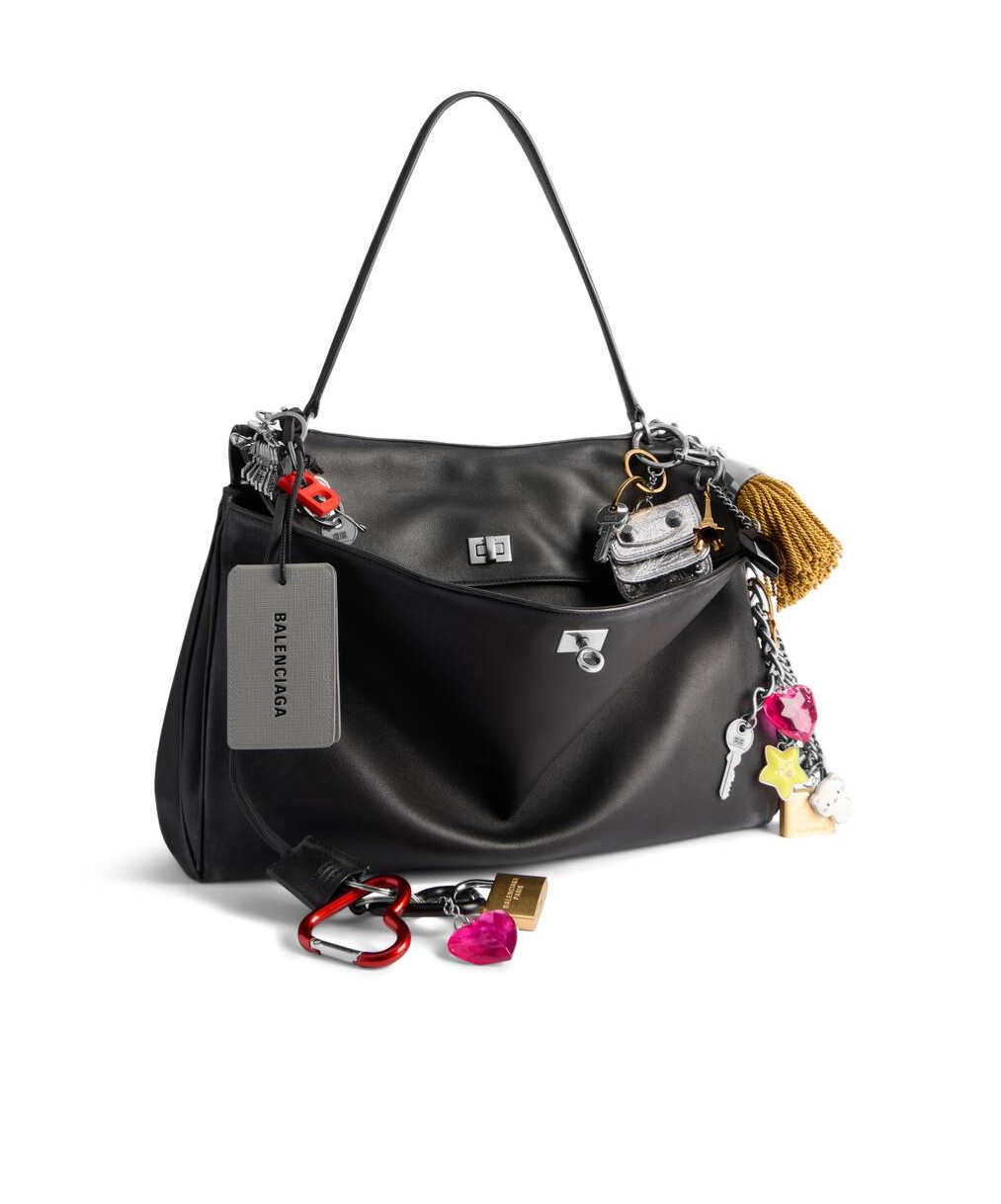 BALENCIAGA WOMEN'S RODEO LARGE HANDBAG WITH CHARMS  IN BLACK