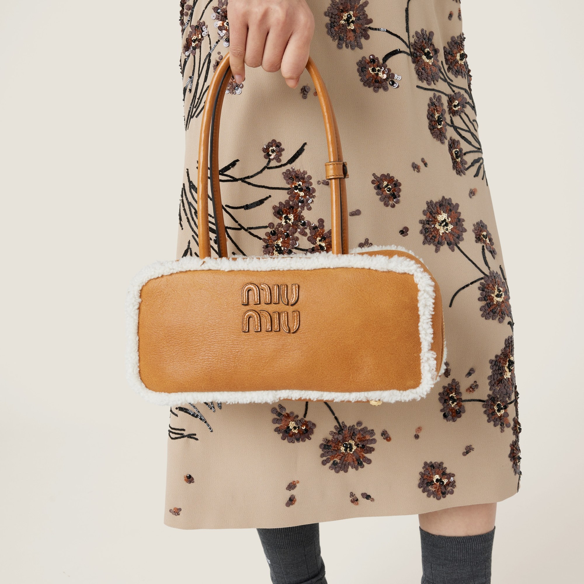 Miu Miu Arcadie Shearling Top-handle Bag