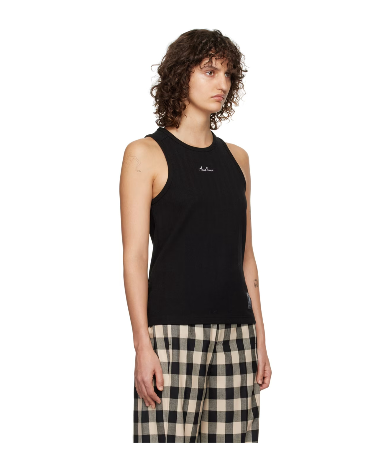 Ader Error Round-collar Embroidered Vest In Black