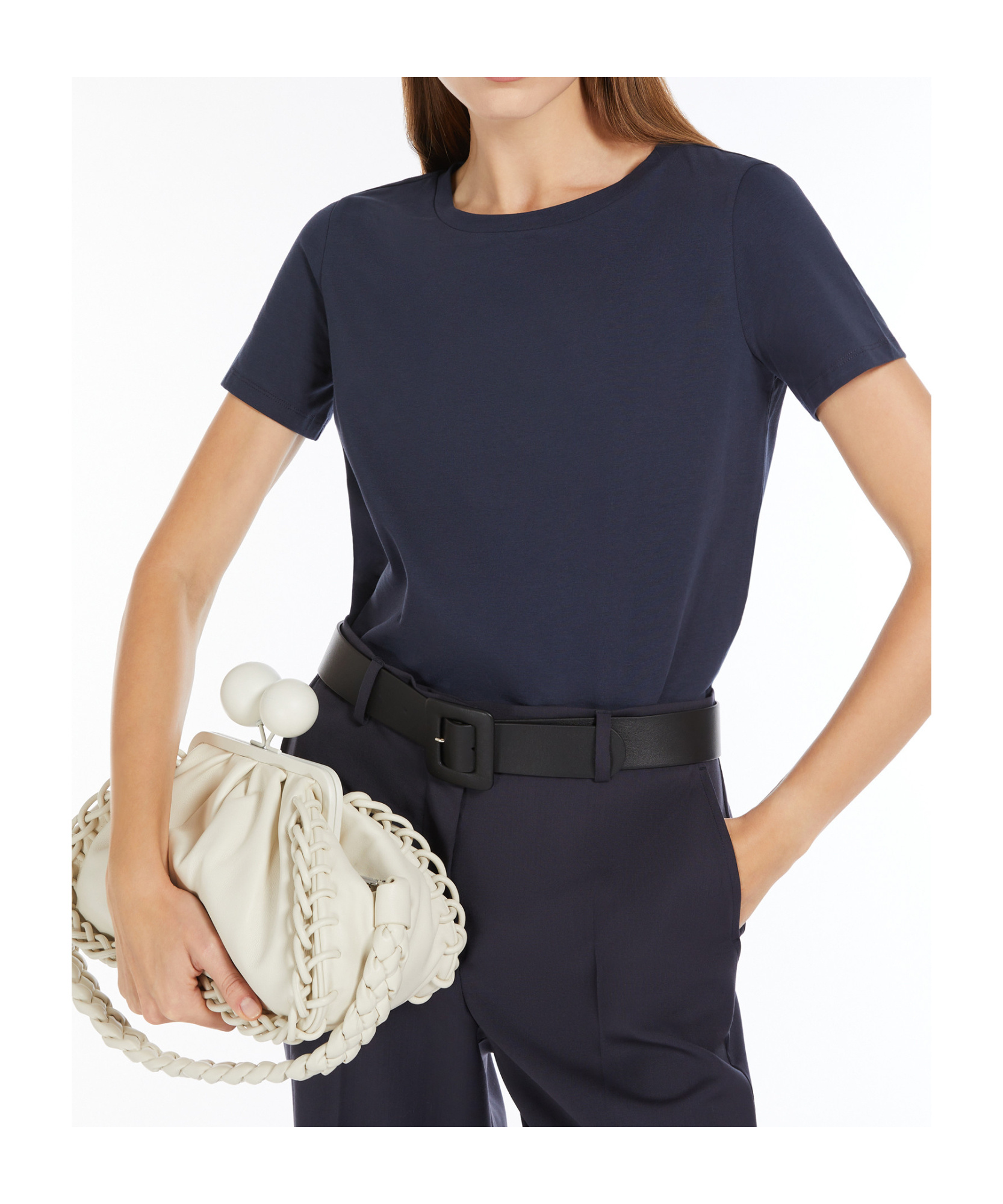 Weekend Max Mara Item O-neck Short-sleeved T-shirt In Black